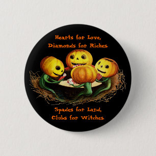 Calabazas en el botón de Halloween para las tarjet