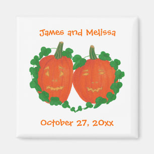 Calabazas en imanes de la boda de Halloween del