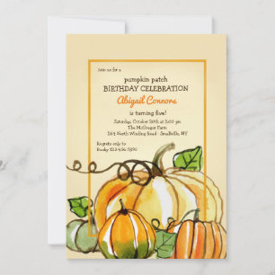 Calabazas en invitación a acuarela