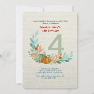 Calabazas En Invitación A Cumpleaños De Acuarela