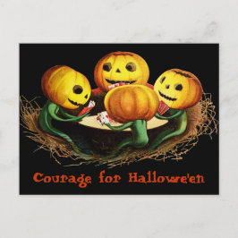 Calabazas en la tarjeta postal vintage de Hallowee