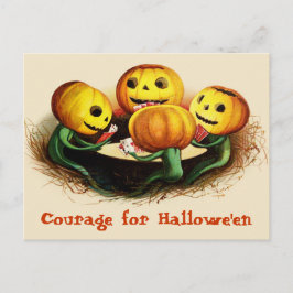 Calabazas en la tarjeta postal vintage de Hallowee