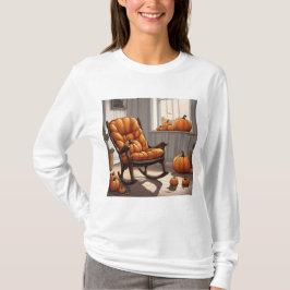 Calabazas En La Ventana Camiseta Blanca De Larga M