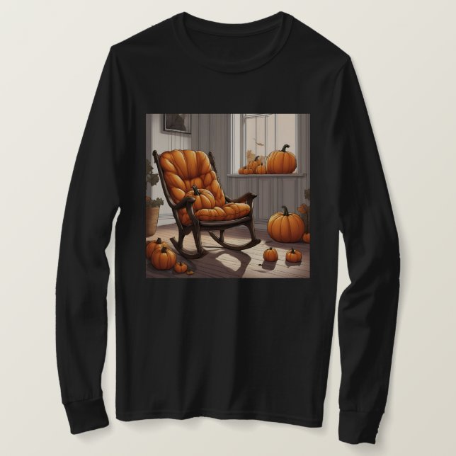 Calabazas En La Ventana Camiseta De Larga Manga Ne (Anverso del diseño)