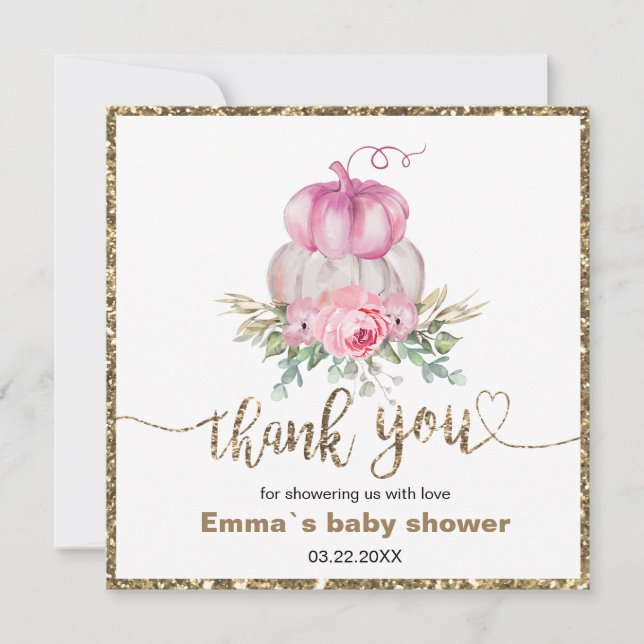 Calabazas Florales Rosadas Caídas gracias (Anverso)