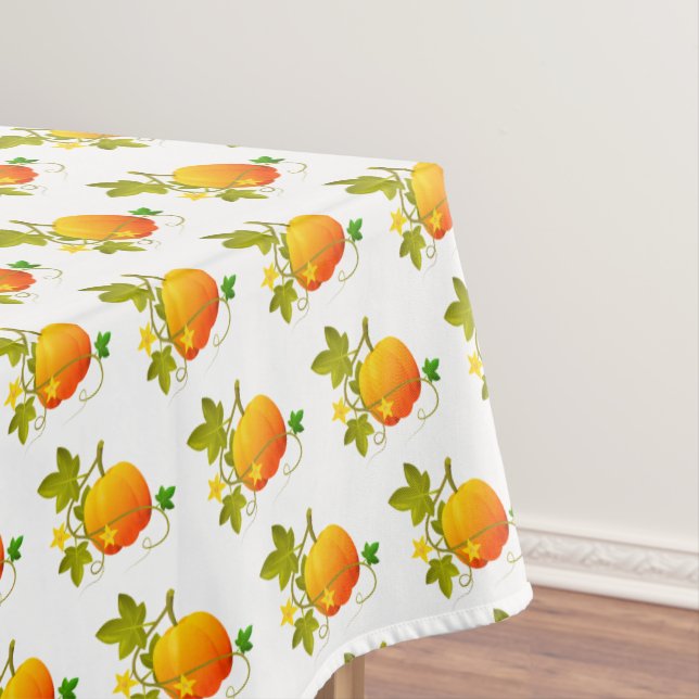 Calabazas Hermosas sobre Mantel Blanco (In Situ)