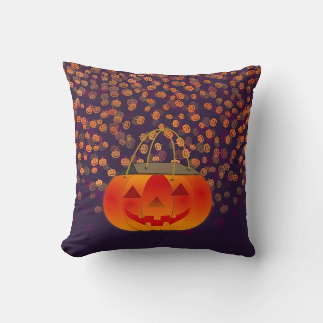 Calabazas naranjas y Cojín decorativo Purple Squar (Anverso)