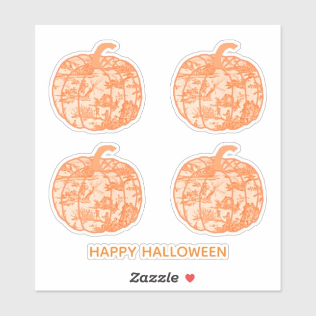 Calabazas Toile de Naranja Pegatina (Hoja)