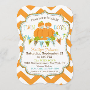 Calabazas Twin Boys caen invitaciones a ducha para