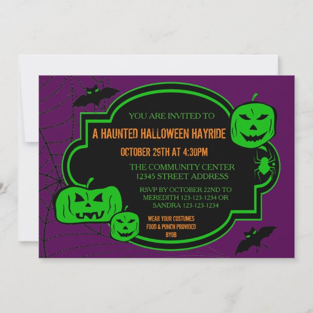 Calabazas Verdes/Moradas Enmarcadas - Invitación d (Anverso)