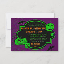 Calabazas verdes/moradas enmarcadas - Invitación d