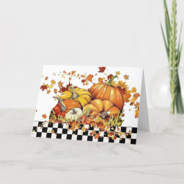 Calabazas y hojas tarjeta de vacaciones