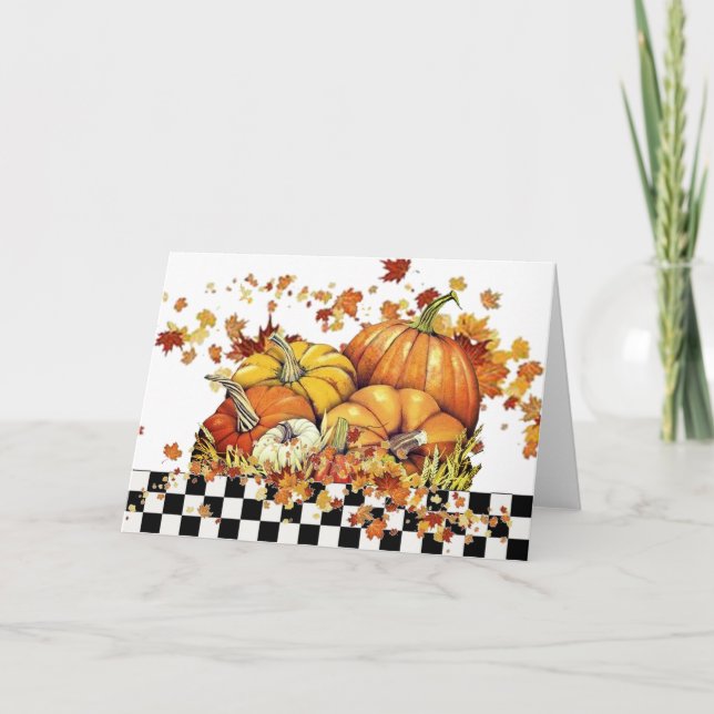 Calabazas y hojas tarjeta de vacaciones (Anverso)