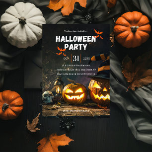Calabazas Y Invitación De Halloween De Calavera
