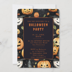 Calabazas y monstruos - Tarjeta de invitación de H
