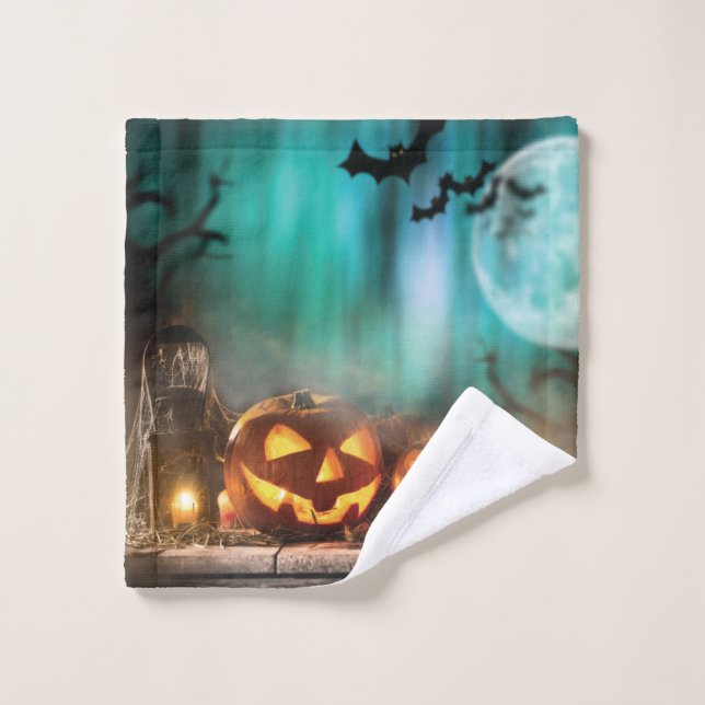 Calabazas y murciélagos de Halloween (Toallita)