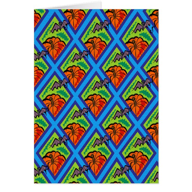 Calabazas y murciélagos en patrones de verde/azul (Frente)