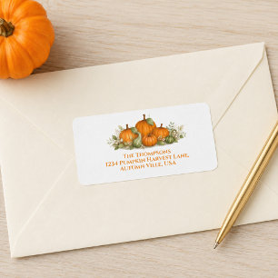 Calabazas y verduras de acuarela de otoño Etiqueta