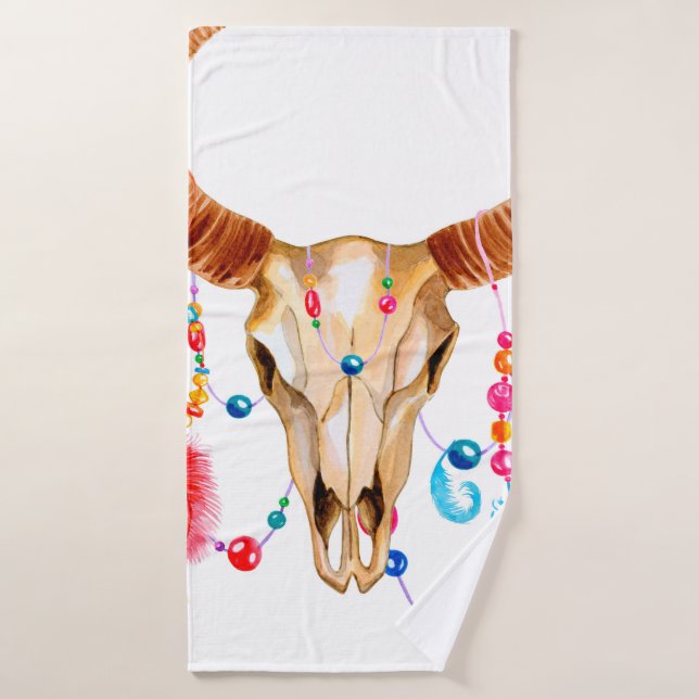 Calavera acuarela aislada en blanco (Toalla de baño)