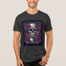 Calavera adicta y Rosas Café Diseño de camisetas d