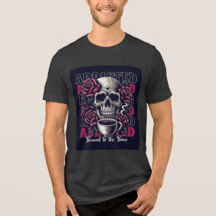 Calavera adicta y Rosas Café Diseño de camisetas d