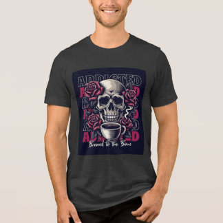 Calavera adicta y Rosas Café Diseño de camisetas d
