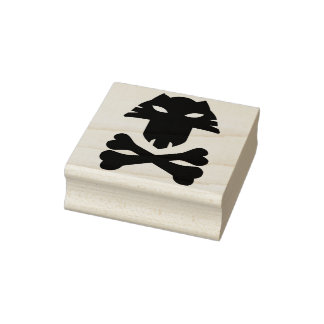 Calavera animal con sello de arte de silueta cruza