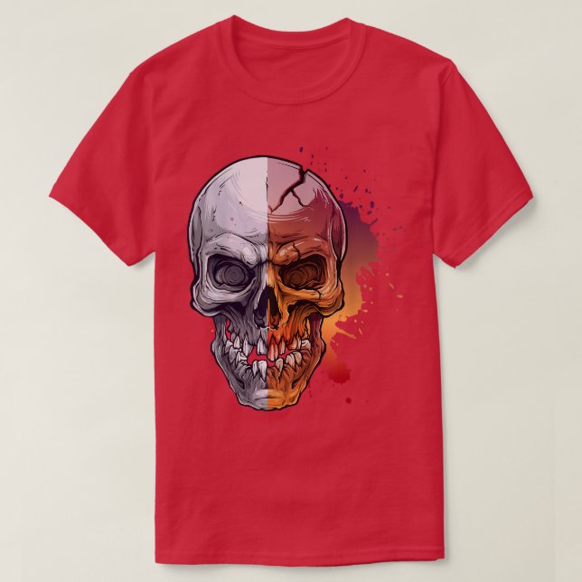Calavera antigua con camiseta de esqueleto roto (Diseño del anverso)