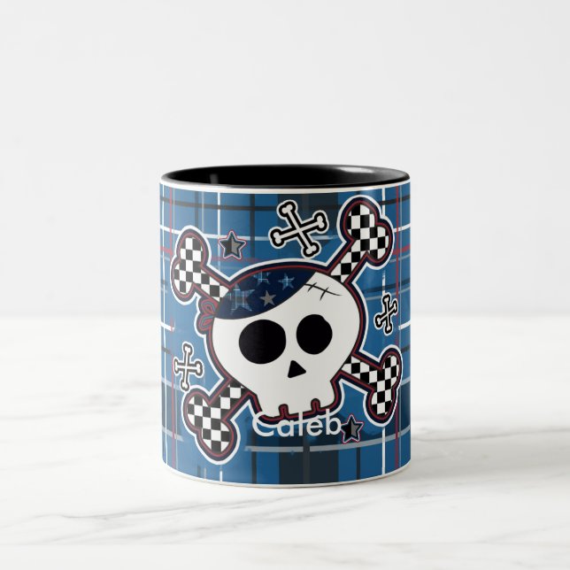 Calavera azul y bollos para la Copa de Coffee Mug (Centro)