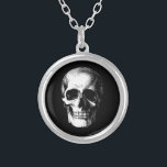 Calavera Boda Gótico de Halloween collar<br><div class="desc">Invite a los que les encanta a presenciar hasta que la muerte nos separe de nuestro tema de Boda de Cráneo Gótico Halloween.  Estos collares de cráneo son perfectos para tu día gótico de bodas.  Personalizar el color de fondo y las palabras,  para hacerlo propio.</div>