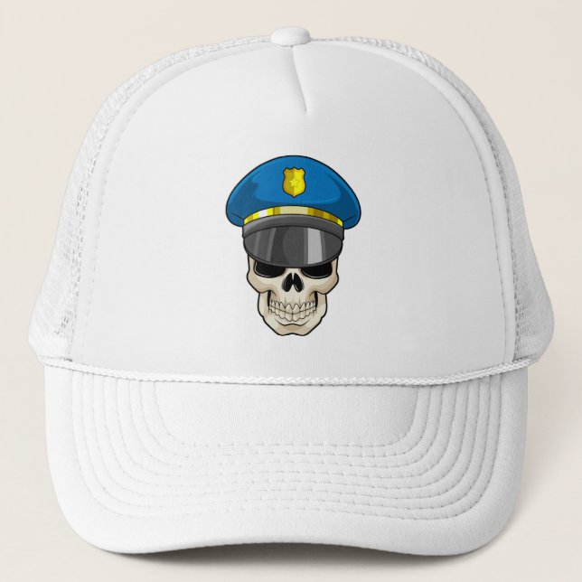 Calavera como oficial de policía con gorra de poli (Anverso)