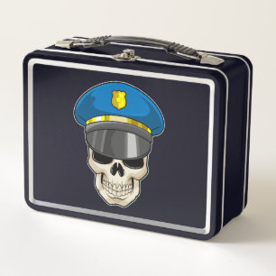 Calavera como oficial de policía con sombrero de p