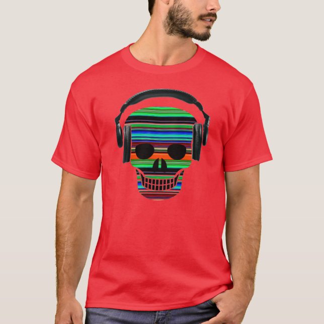 Calavera con auriculares — camiseta (Anverso)