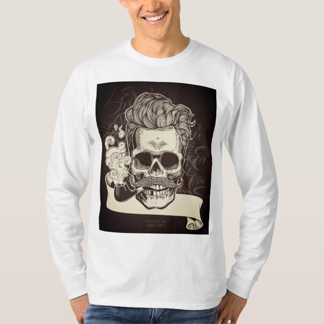 Calavera con camiseta de manga larga de tubería -  (Anverso)