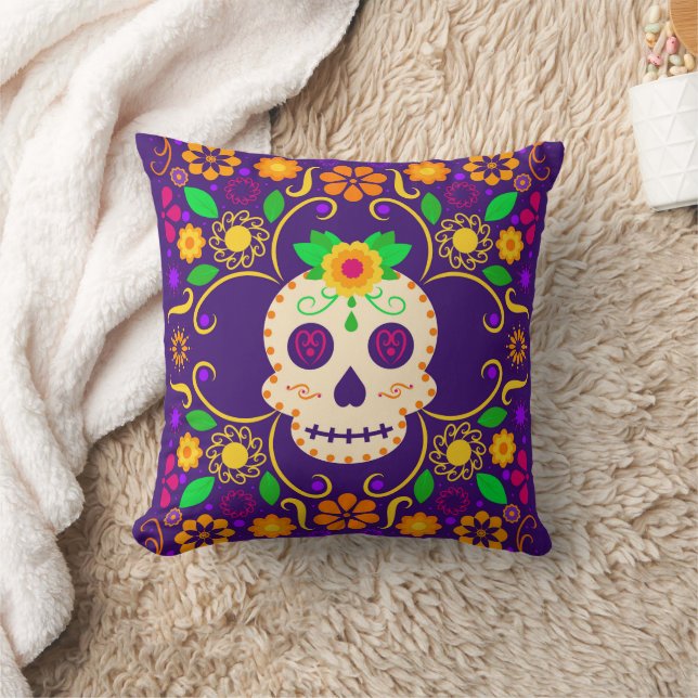 Calavera con Cojín decorativo Día de los Muertos (Manta)