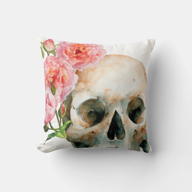 Calavera con flores, almohada sq (Anverso)