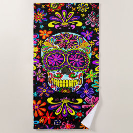 Calavera con flores Toalla de playa