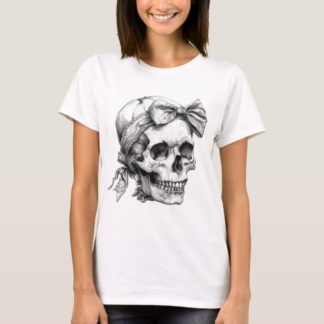 Calavera con la camiseta de Halloween de Bow (Anverso)