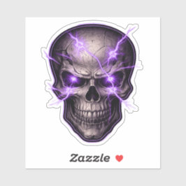 Calavera con Relámpago Morado Pegatina Recortada