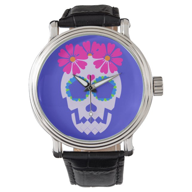 Calavera con reloj de flores (Anverso)