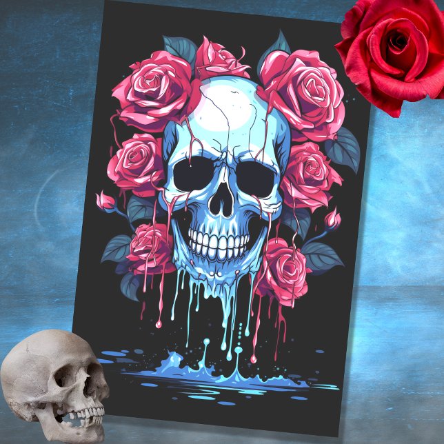 Calavera con Rosas de goteo 1 Papel de descomposic (Subido por el creador)