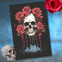 Calavera con Rosas de goteo 4 Papel de descomposic