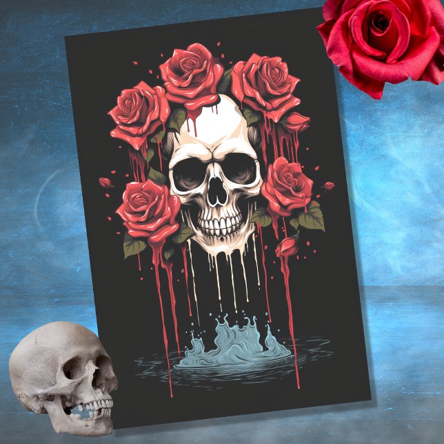 Calavera con Rosas de goteo 4 Papel de descomposic (Subido por el creador)