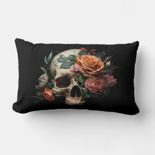 Calavera con Rosas oblonga almohada de Cushion