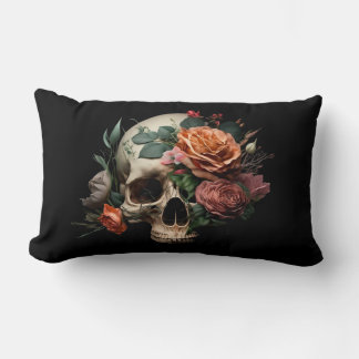 Calavera con Rosas oblonga almohada de Cushion