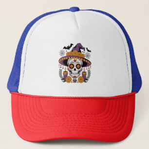 Calavera con sombrero de bruja Vector Halloween