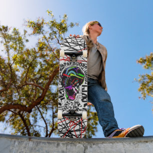 Calavera de arte de graffiti de skateboard de rudo