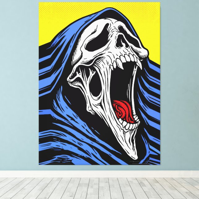 Calavera de Arte Pop Gritando Infierno con Capucha (Insitu (piso de madera))