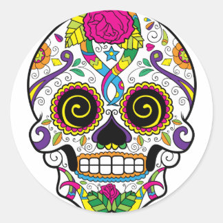 Calavera de azúcar 44 Pegatinas cuadrados y redond