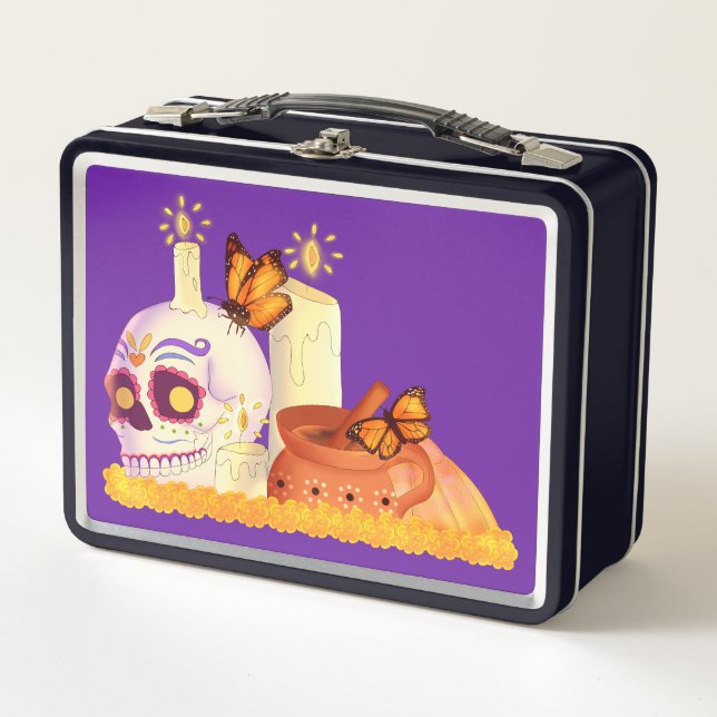 Calavera de azúcar colorida del Día de Muertos mex (Anverso)